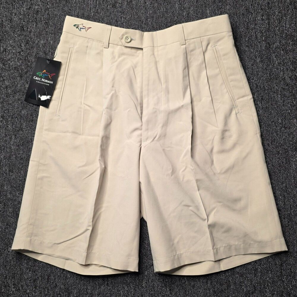 NEW Greg Norman Golf Shorts Men’s 30 Khaki Pleated Classic Fit Outdoor NWT